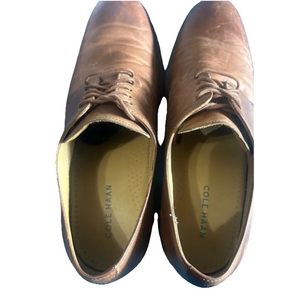 Cole Haan Mens 10.5M Williams Oxford Brown Leather  Lace Up Dress Shoe C14404
